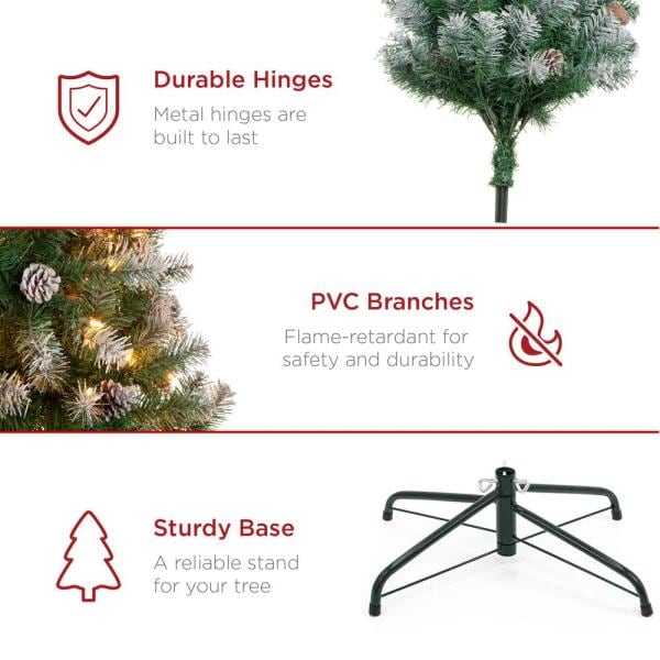 7.5 ft. Pre-Lit Incandescent Flocked Pre-Decorated Artificial Christmas Tree with 550 Warm White Lights