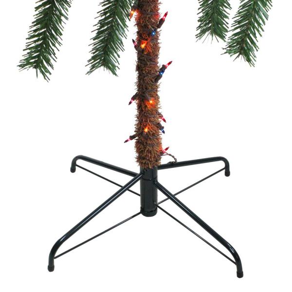 4 ft. Pre-Lit Multi-Color Lights Tropical Outdoor Patio Artificial Palm Tree