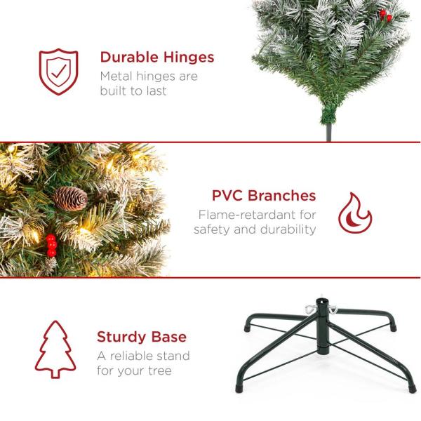 7.5 ft. Pre-Lit Incandescent Flocked Pre-Decorated Artificial Christmas Tree with 550 Warm White Lights