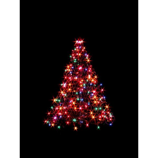 3 ft. Indoor/Outdoor Pre-Lit Incandescent Artificial Christmas Tree with Green Frame and 200 Multi-Color Lights