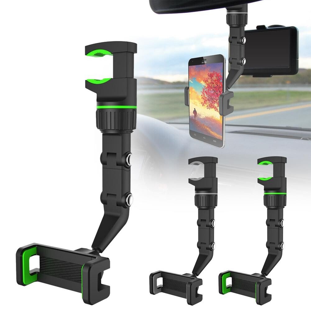 2021 New Multi-function Adjustable 360° Universal Rearview Mirror Phone Holder.