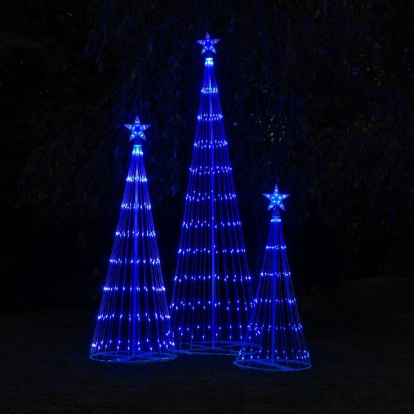 108 in. Christmas Blue LED Animated Lightshow Cone Tree with 274 Lights and Star Topper