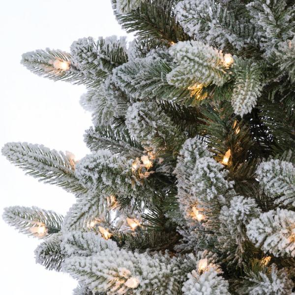 7.5 ft. Flocked Natural Cut Swiss Mountain Fir Artificial Christmas Tree with 800 Clear Lights
