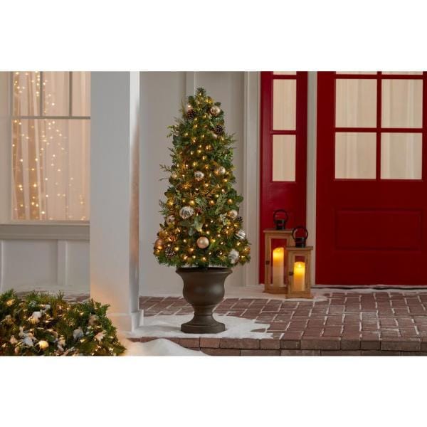 4.5 ft St. Germain Mixed Pine Potted Pre-Lit Artificial Christmas Tree with 70 Warm White Mini Lights