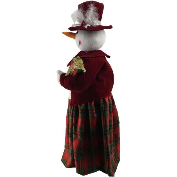 36 in. Christmas Dancing Mrs. Snowman with Wrapped Gift Box and Music