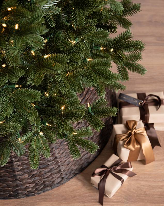 7-1/2 ft. Natural Fraser Medium Fir Hinged Artificial Christmas Tree with 1000 Multicolor Lights