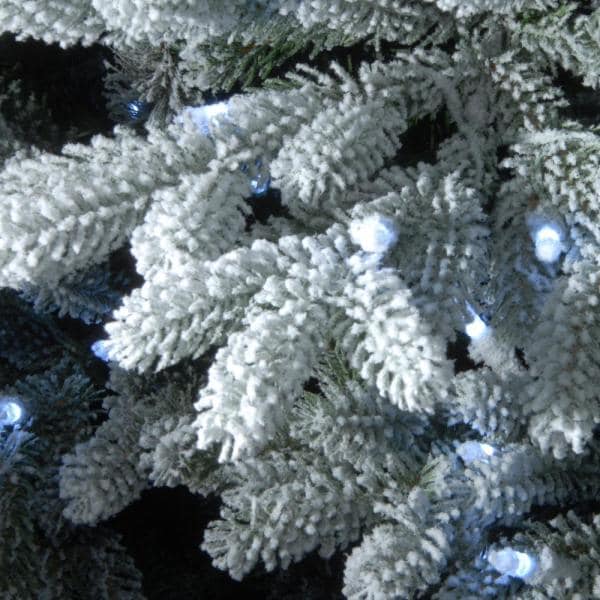 7-1/2 ft. Feel Real Snowy Hamilton Spruce Hinged Tree with 750 Cool White LED Lights
