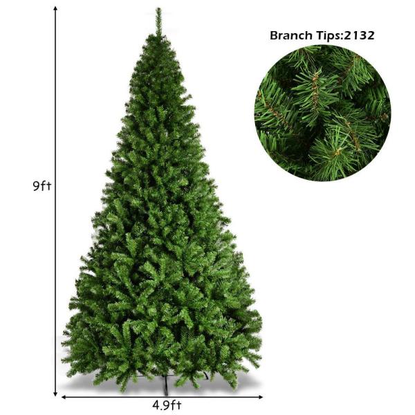 9 ft. Unlit PVC Slim Pencil Artificial Christmas Tree with Solid Metal Legs in Green