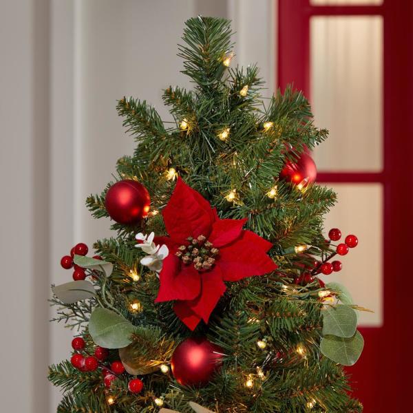 4 ft. Snowy Bristle Pine Entrance Tree with Clear Lights
