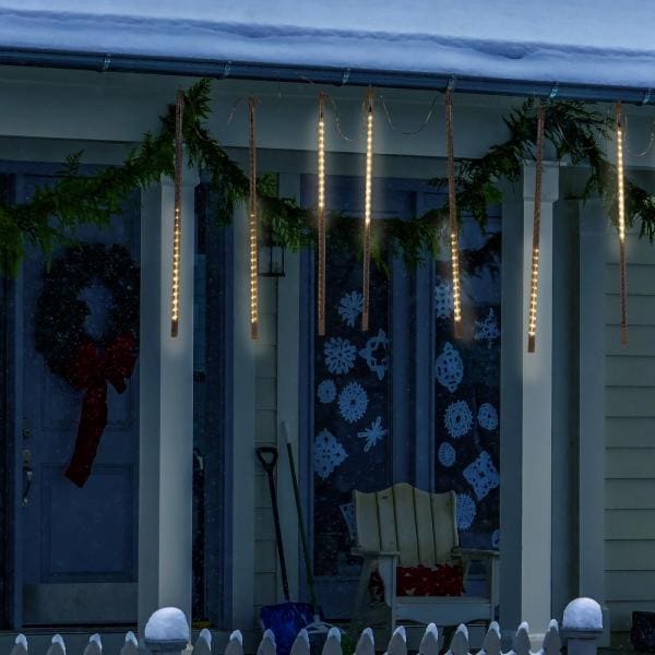 Hanging Icicle Lights with Chasing Warm White LED Lights
