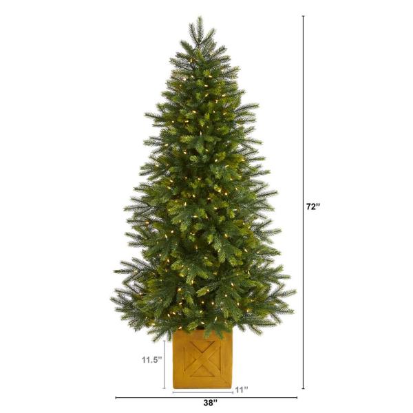 6 ft. Pre-lit Manchester Fir Artificial Christmas Tree in Planter with 350 Clear Warm Multifunction LED Lights