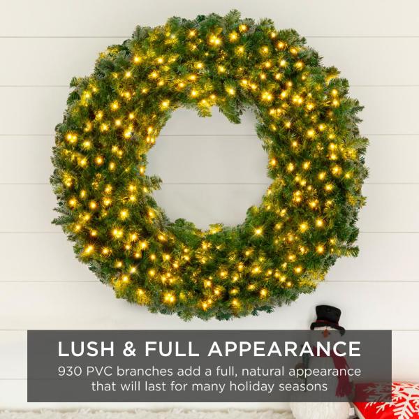 48 in. Pre-Lit LED Spruce Artificial Christmas Wreath with 200-Lights