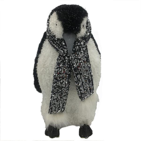 24 in. Christmas Furry Penguin Family with Glitter Scarves