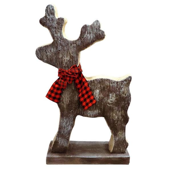Christmas Reindeer Statue with Wood Texture for Home
