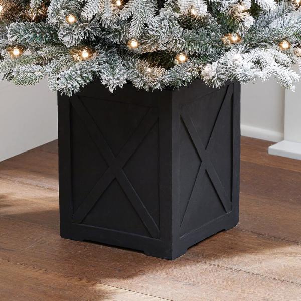 6.5 ft Starry Light Fraser Fir Potted Flocked LED Pre-Lit Artificial Christmas Tree with 150 Cool White Dome Lights