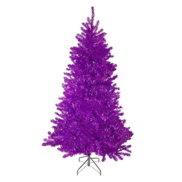 7 ft. Unlit Metallic Purple Tinsel Artificial Christmas Tree