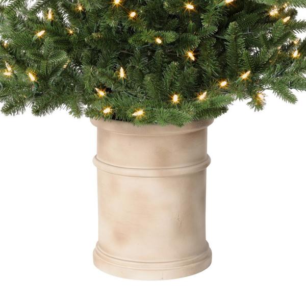 6.5 ft Fir LED Pre-Lit Potted Artificial Christmas Tree with 300 Warm White Mini Lights