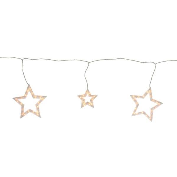7 ft. 6-Light Clear Star Shaped Icicle Christmas Lights with White Wire