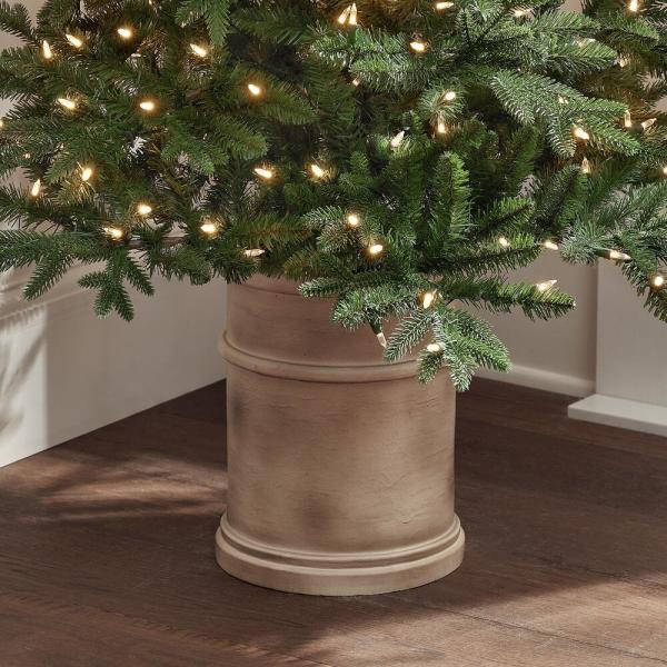 6.5 ft Fir LED Pre-Lit Potted Artificial Christmas Tree with 300 Warm White Mini Lights