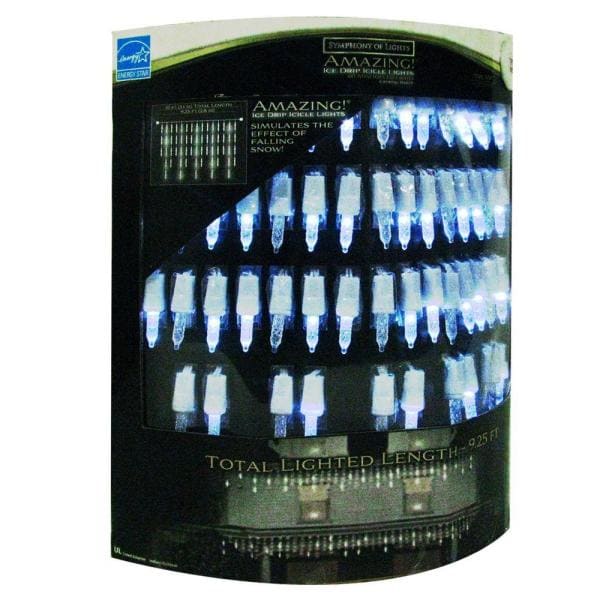 60-Light Pure White Amazing Ice Drip Mini Ice LED Light Set