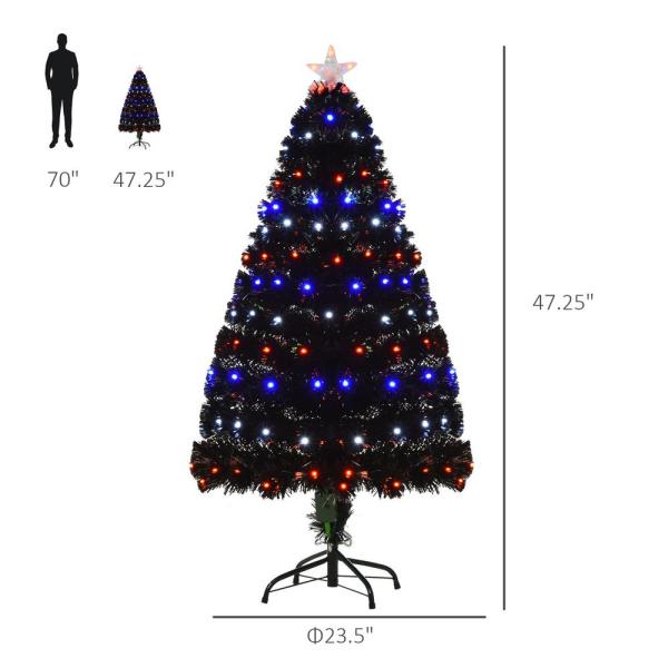 4 ft. Black Pre-Lit Full Pine Artificial Christmas Tree with 130 Tips, 130 User-Changeable Lights and Fiber Optic Lights