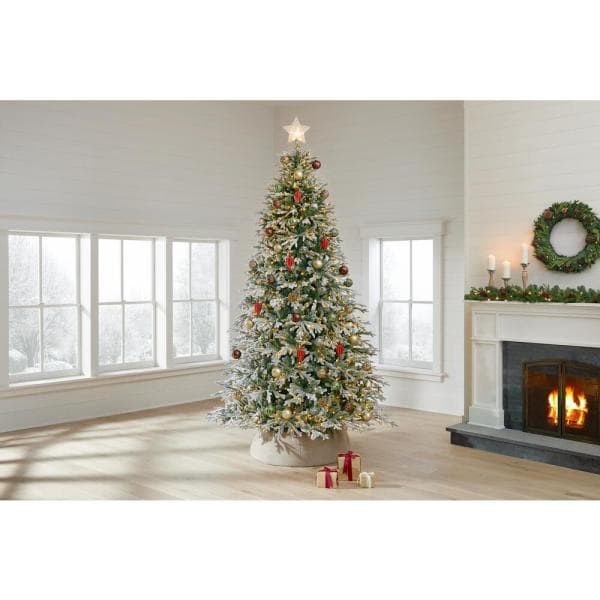 9 ft Kenwood Fraser Fir Flocked Pre-Lit LED Artificial Christmas Tree with 1200 Warm White Micro Dot Lights