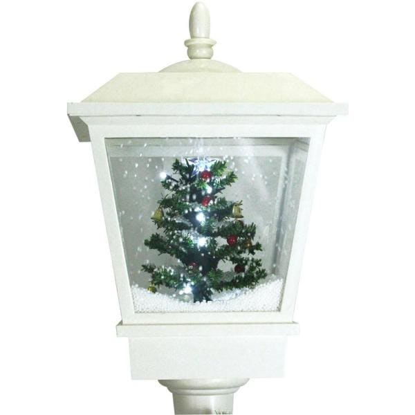 71 in. White Christmas Square Street Lamp with Christmas Tree and Music