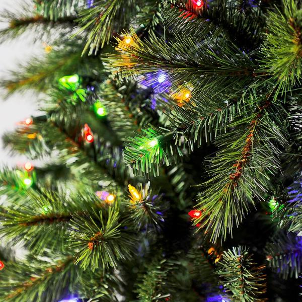 7.5 ft Wesley Long Needle Pine LED Pre-Lit Artificial Christmas Tree with 550 Color Changing Mini Lights