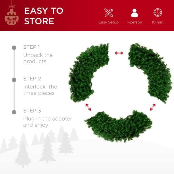 60 in. Pre-Lit LED Spruce Artificial Christmas Wreath with 300-Lights