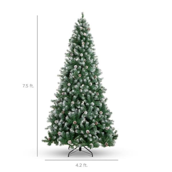 7.5 ft. Unlit Flocked Pre-Decorated Pine Artificial Christmas Tree