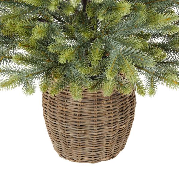 30 in Green Fir Tabletop Artificial Christmas Tree with Wicker Basket