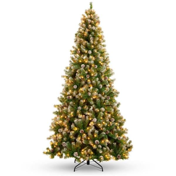 7.5 ft. Pre-Lit Incandescent Flocked Pre-Decorated Artificial Christmas Tree with 550 Warm White Lights