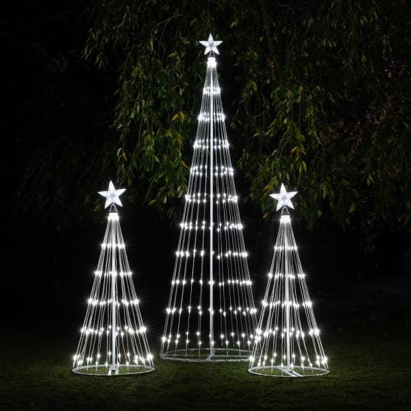 48 in. Christmas Cool White LED Animated Lightshow Cone Tree with 154 Lights and Star Topper