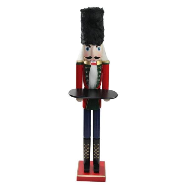48.25 in. Wooden Red Christmas Butler Nutcracker with Tray