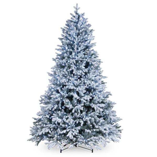 7-1/2 ft. Feel Real Snowy Hamilton Spruce Hinged Tree with 750 Cool White LED Lights