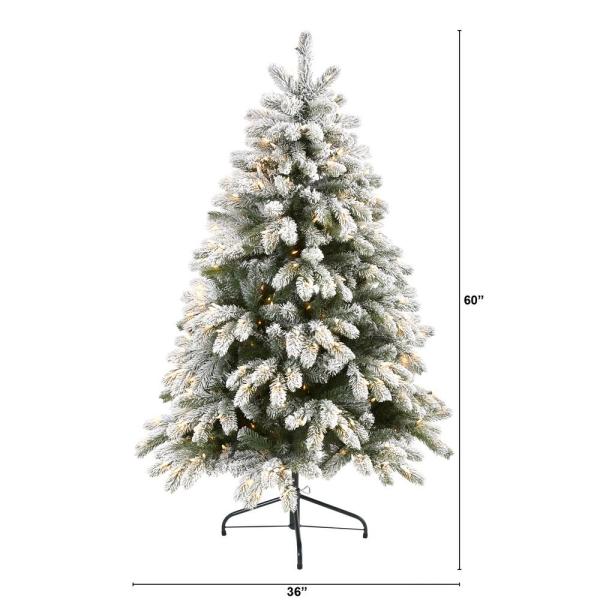5 ft. Pre-Lit Flocked South Carolina Spruce Artificial Christmas Tree with 300 Clear Lights