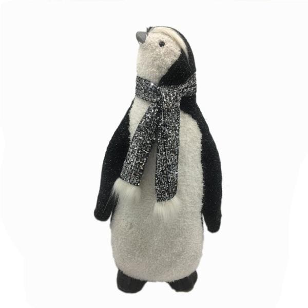 24 in. Christmas Furry Penguin Family with Glitter Scarves