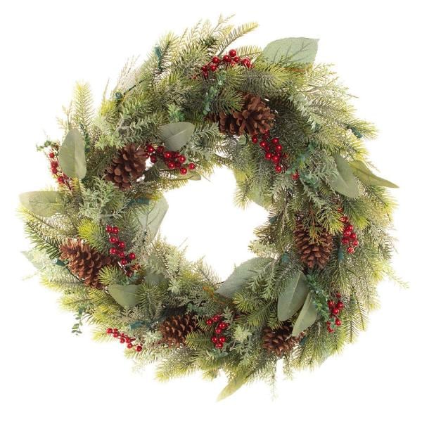 30 in. Pre-Lit LED Winter Frost Wreath