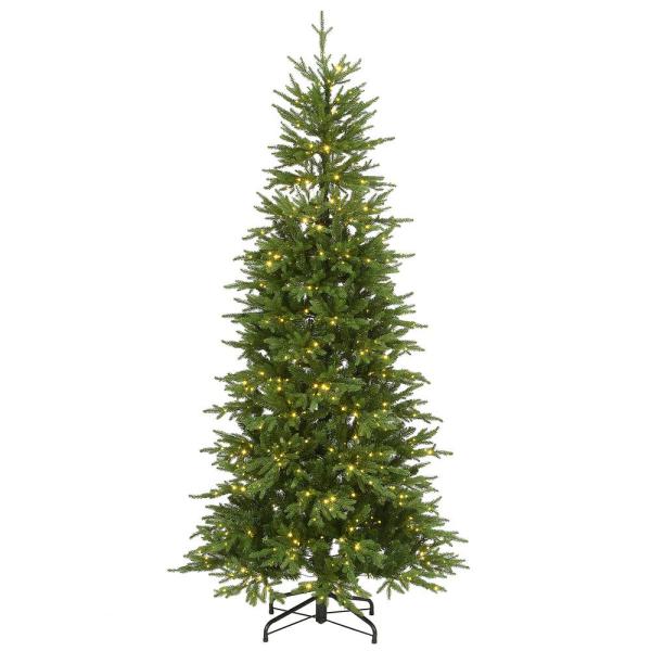 7.5 ft. Feel Real Bedminster Spruce Slim Hinged Tree with 900 Dual Color LED Infinity Lights Plus PowerConnect