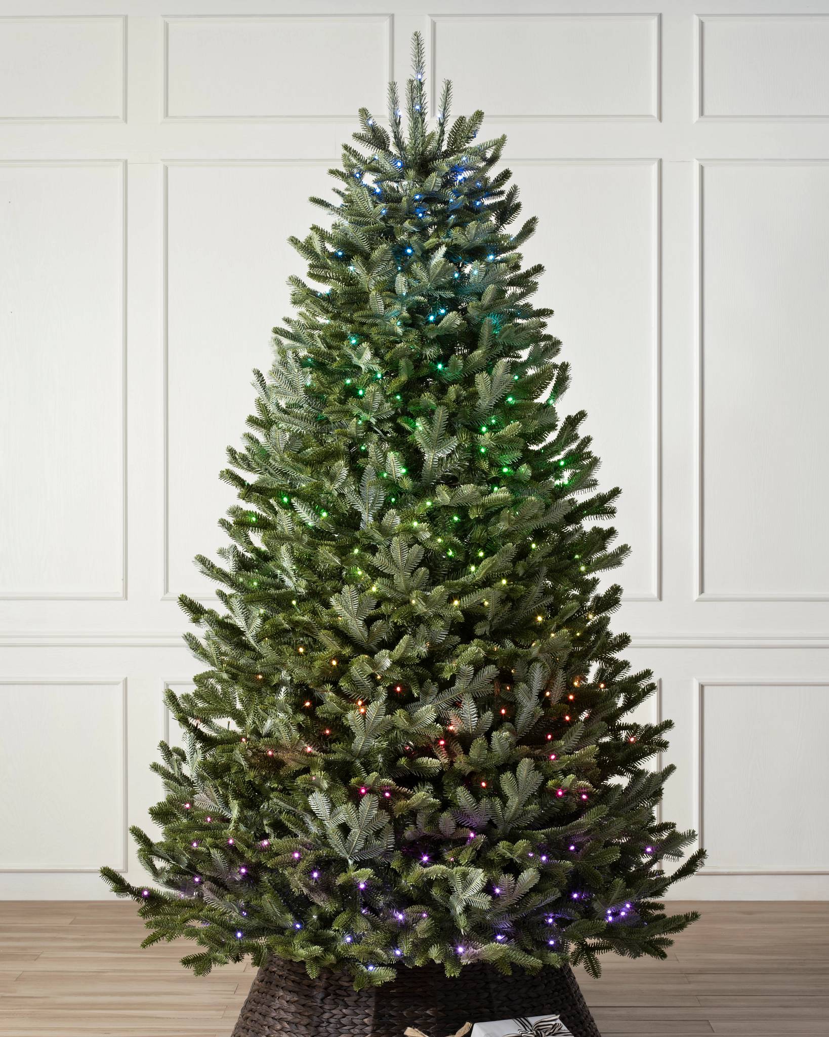 7-1/2 ft. Natural Fraser Medium Fir Hinged Artificial Christmas Tree with 1000 Multicolor Lights
