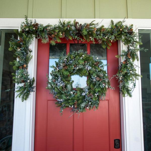 30 in. Pre-Lit LED Rustic White Berry Wreath