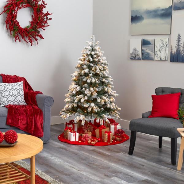 5 ft. Pre-Lit Flocked South Carolina Spruce Artificial Christmas Tree with 300 Clear Lights