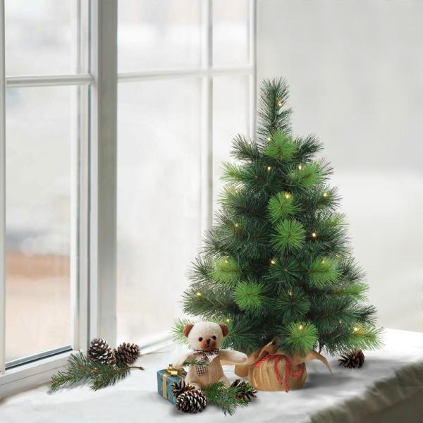 Pre-Lit 2 ft. Table Top Artificial Christmas Tree with 35-Lights in Gold Sac, Green