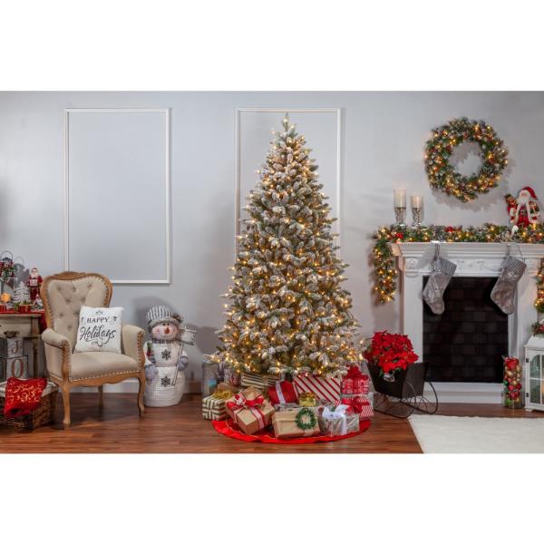 7.5 ft. Flocked Natural Cut Swiss Mountain Fir Artificial Christmas Tree with 800 Clear Lights