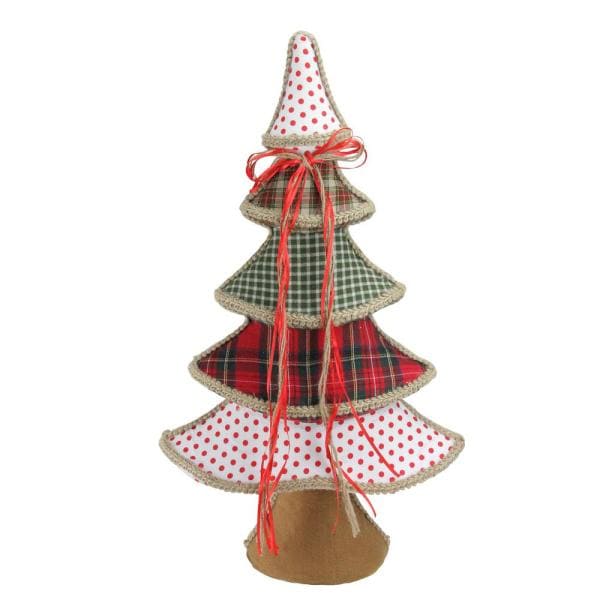23 in. Holiday Moments Red Green and White Plaid and Polka Dot Christmas Tree Decoration