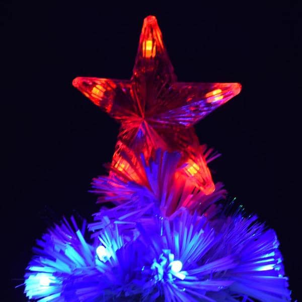 4 ft. White Pre-Lit Full Pine Artificial Christmas Tree with 130 Tips, 130 User-Changeable Lights, & Fiber Optic Lights