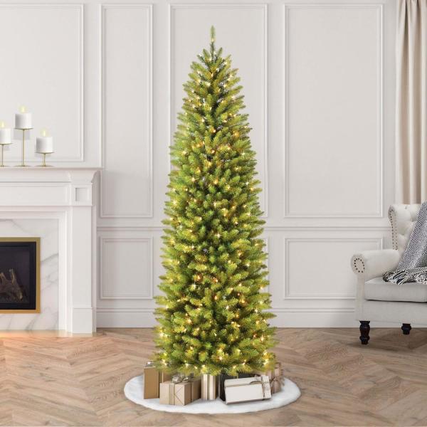 7.5 ft. Pre-Lit Fraser Fir Pencil Tree Artificial Christmas Tree with 350 Clear Lights