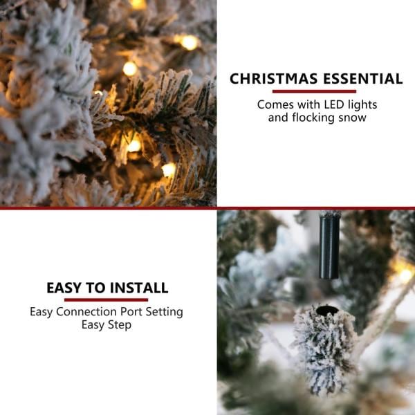 7.5 ft. Pre-Lit Snow Flocked Holiday Decor Artificial Christmas Tree with 550 LED Lights