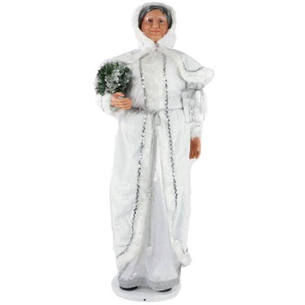 58 in. Christmas Dancing Mrs. Claus in Hooded Cloak with Mini Christmas Tree and Gift
