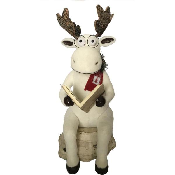 32 in. Christmas Mr. and Mrs. Moose on Stump